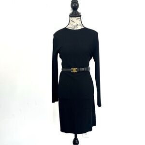 Helmut Lang Long Sleeve Criss Cross Back Dress Black Sz Large
